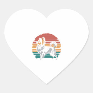 Sticker Cœur Retro Vintage Papillon Amoureux des chiens Animal