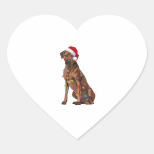 Sticker Cœur Rhodesian Ridgeback Noël Lumières Noël Chien de No