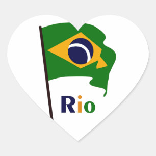 Sticker Cœur Rio, texte multicolore