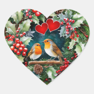 Sticker Cœur Robins d'amour, saint et coeur