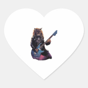 Sticker Cœur Rock band Cat jouant de la guitare
