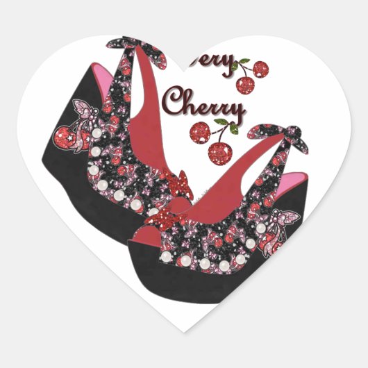 Sticker Cœur Rockabilly Very Cherry Shoes (Devant)