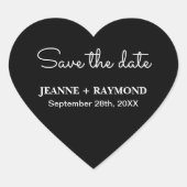 Sticker Cœur Romantic Black Enregistrer la date Mariage Faire-p (Devant)