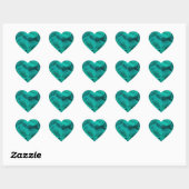 Sticker Cœur Romantique élégant turquoise vert roses (Feuille)