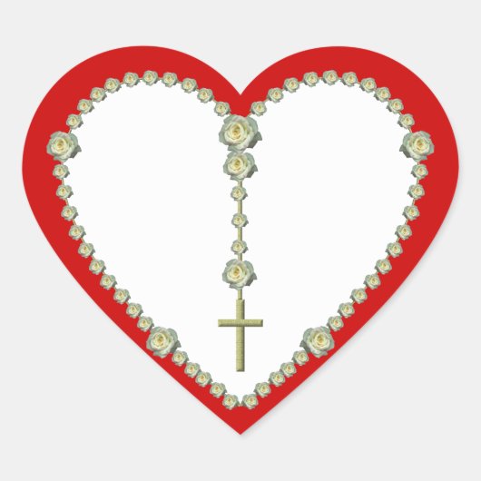 Sticker Cœur Rosaire de rose blanche (Devant)