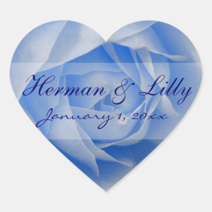Sticker Cœur Rose bleu clair Mariage personnalisé