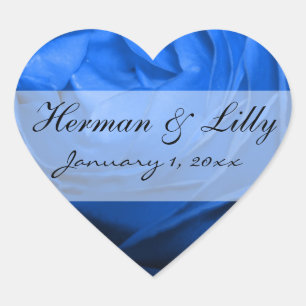 Sticker Cœur Rose bleu profond Mariage personnalisé