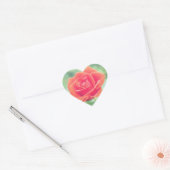 Sticker Cœur Rose corail (Enveloppe)
