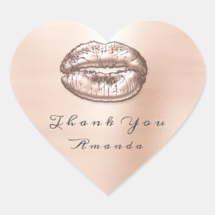 Sticker Cœur Rose des lèvres Kiss Pink Heart Maquillage nuptial