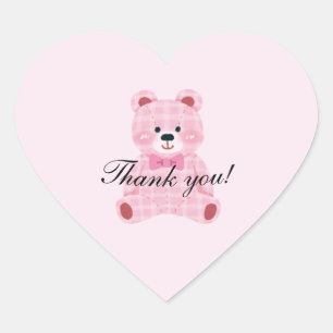 Sticker Cœur Rose En vichy Teddy