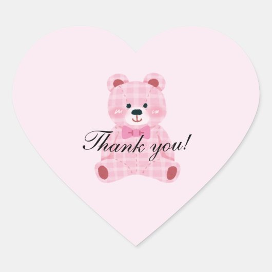 Sticker Cœur Rose En vichy Teddy (Devant)