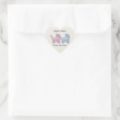 Sticker Cœur rose et bleu bébé buggy (Sac)