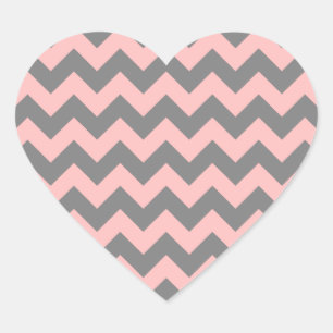 Sticker Cœur Rose et gris en zigzag