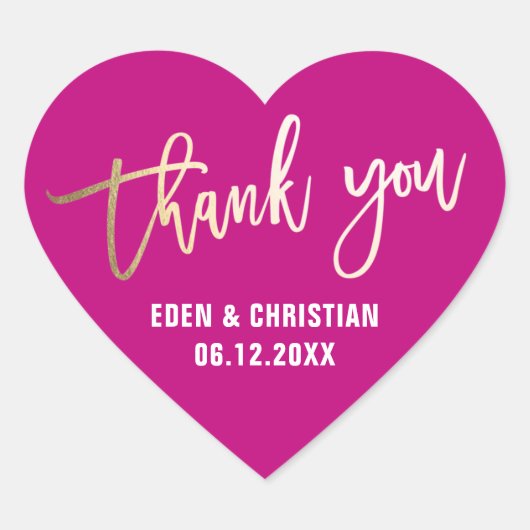 Sticker Cœur Rose et or personnalisés (Devant)