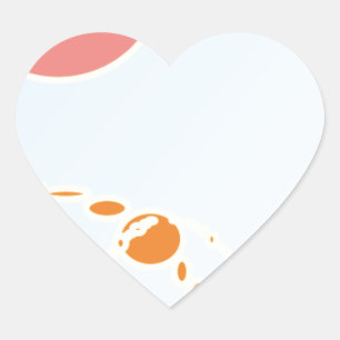 Sticker Cœur rose et orange 1276 art abstrait