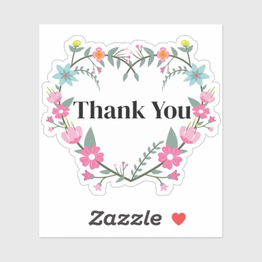 Sticker Coeur rose floral (Feuille)