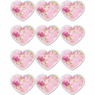 Sticker Coeur rose floral