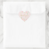 Sticker Cœur Rose Florale Aquarelle Rose Clair Merci (Sac)