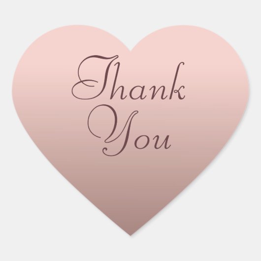Sticker Cœur Rose Gold Couleur Modèle Merci Texte élégant (Devant)