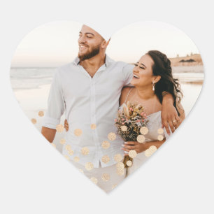 Sticker Cœur Rose Gold Foil Confetti Mariage Photo