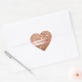 Sticker Cœur Rose Gold Glam Chunky Parties scintillant Nom (Enveloppe)