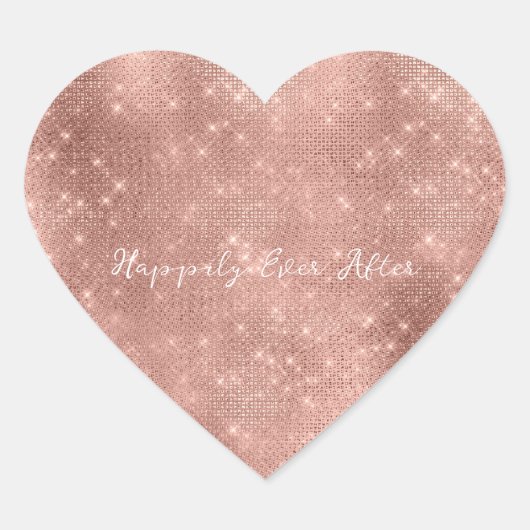 Sticker Cœur Rose Gold Glam Sparkle Mariage (Devant)