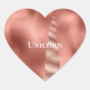 Sticker Cœur Rose Gold Glam Unicorn Anniversaire