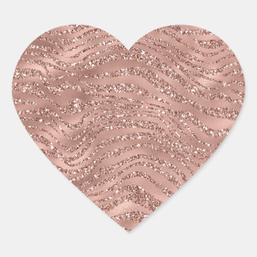 Sticker Cœur Rose Gold Rose Glam Glitter Zebra Print (Devant)