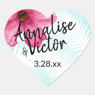 Sticker Coeur rose Hibiscus