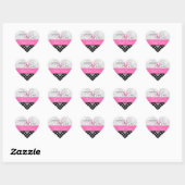 Sticker Coeur Rose, Mariage damassé Noir Favoriser (Feuille)