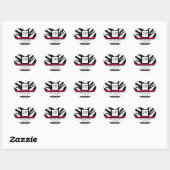 Sticker Cœur ROSE NOIR BLANC ZEBRA MONOGRAMME DE FOUR, Enregist (Feuille)