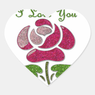Sticker Cœur Rose Pochoir Rose Je T'aime