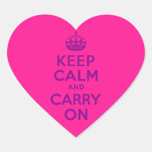 Sticker Cœur Rose profond Gardez votre calme et continuez
