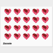 Sticker Cœur Rose, rose et rouge (Feuille)
