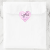 Sticker Cœur Rose rose sucré 16e coeur nuptiale Nom Date (Sac)