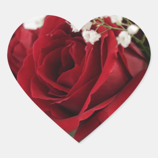 Sticker Cœur Rose rouge - Coeur en forme (Devant)