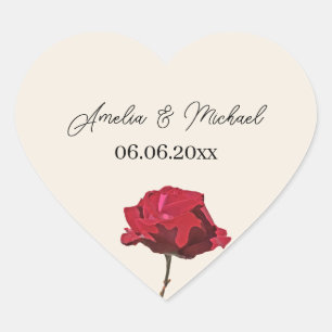 Sticker Cœur Rose rouge romantique Sauvez la date