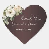 Sticker Cœur Rose rustique Marsala Mariage Merci (Devant)