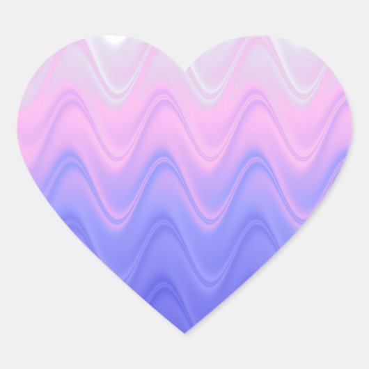 Sticker Cœur Rose Violet Abstrait Ondulé (Devant)