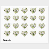 Sticker Cœur Roses blanches, Heureux_ (Feuille)