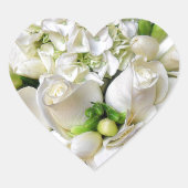 Sticker Cœur Roses blanches, Heureux_ (Devant)