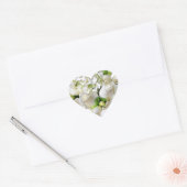 Sticker Cœur Roses blanches, Heureux_ (Enveloppe)