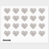 Sticker Cœur Roses blanches romantiques Faux Mariage en cuir (Feuille)