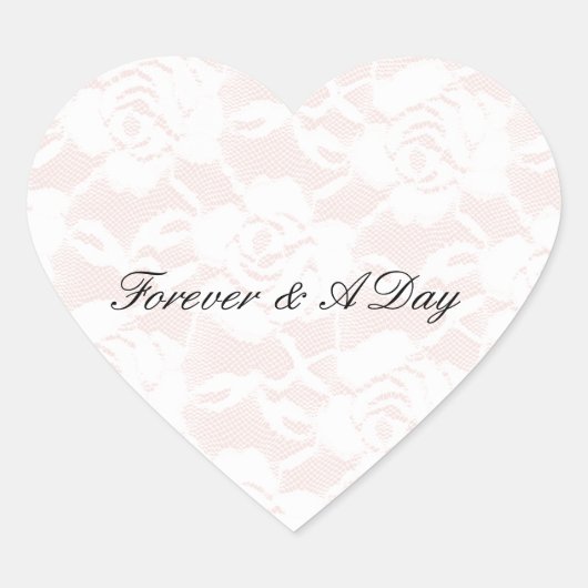 Sticker Cœur Roses blanches romantiques Mariage rose pâle (Devant)