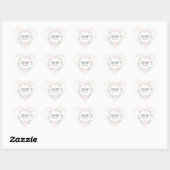Sticker Cœur Roses d'aquarelle rose pâle Mariage monogramme (Feuille)