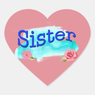 Sticker Cœur Roses d'aquarelle soeur