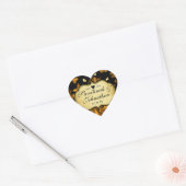Sticker Cœur Roses Gold Heart & Papillons Mariage (Enveloppe)