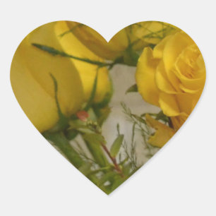 Sticker Cœur Roses jaunes