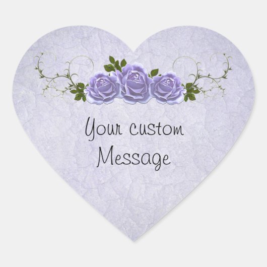 Sticker Cœur Roses Lavender personnalisables (Devant)