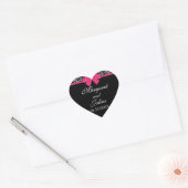 Sticker Cœur Roses noires et blanches Bow rose (Enveloppe)